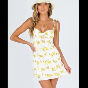 Princess Polly White/Yellow Sun Minidress (worn once)